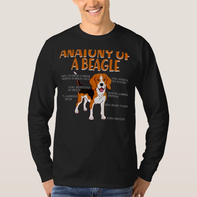 Camiseta Anatomía De Un Perro Beagle Que Amo A Los Animales (Anverso)