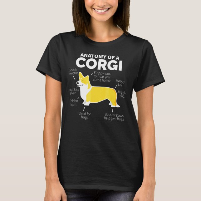 Camiseta Anatomía de un perro Corgi (Anverso)