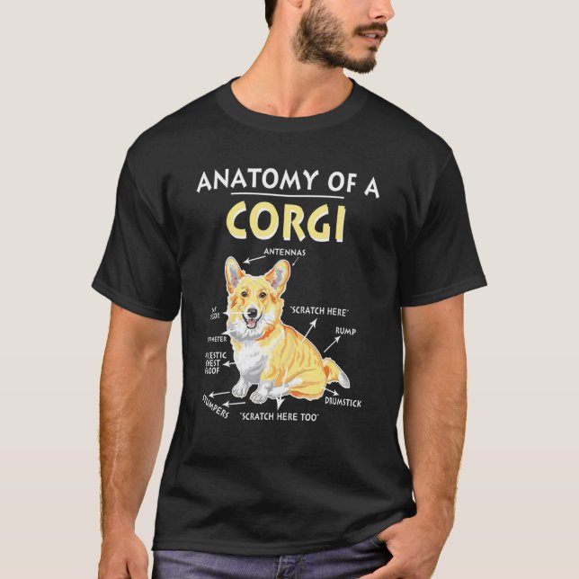 Camiseta Anatomía de un perro Corgi (Anverso)
