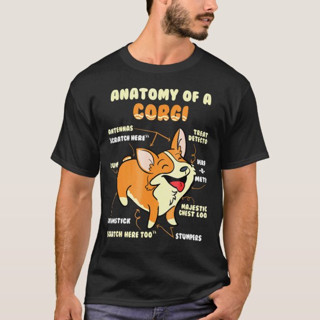 Camiseta Anatomía de un perro corgi (Anverso)