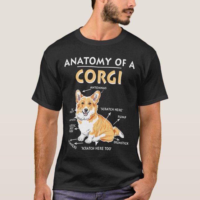 Camiseta Anatomía de un perro Corgi (Anverso)