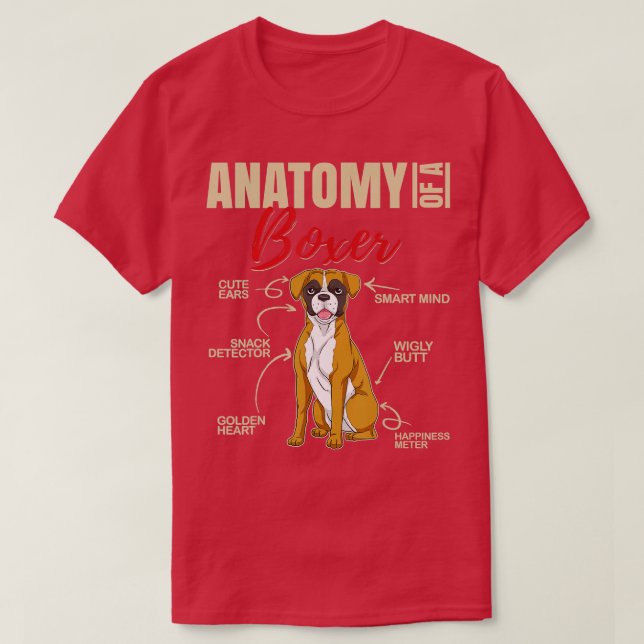 Camiseta Anatomía de un perro de boxeo gracioso (Diseño del anverso)
