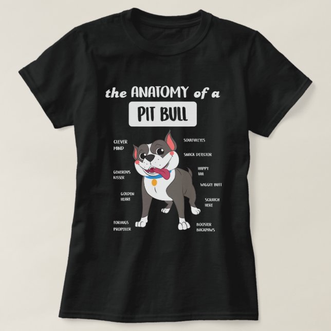 Camiseta Anatomía De Un Perro De Pitbull (Diseño del anverso)