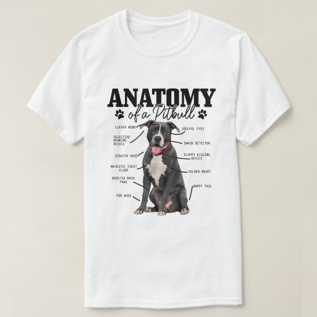 Camiseta Anatomía De Un Perro De Pitbull Divertido Mamá De  (Diseño del anverso)