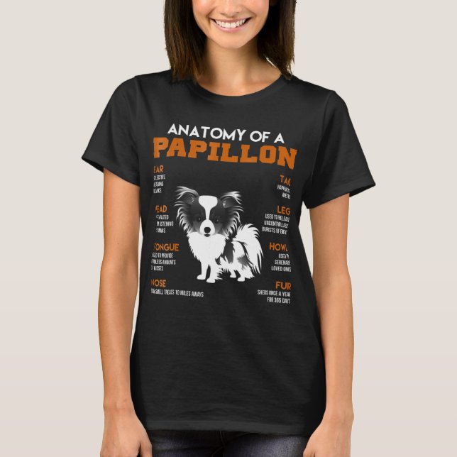 Camiseta Anatomía De Un Perro Papillon Tamil Gracioso Regal (Anverso)