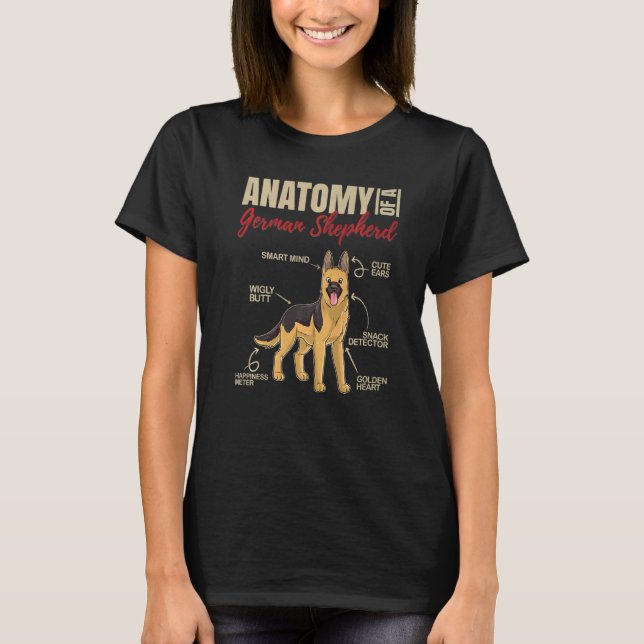 Camiseta Anatomía de un perro pastor alemán (Anverso)