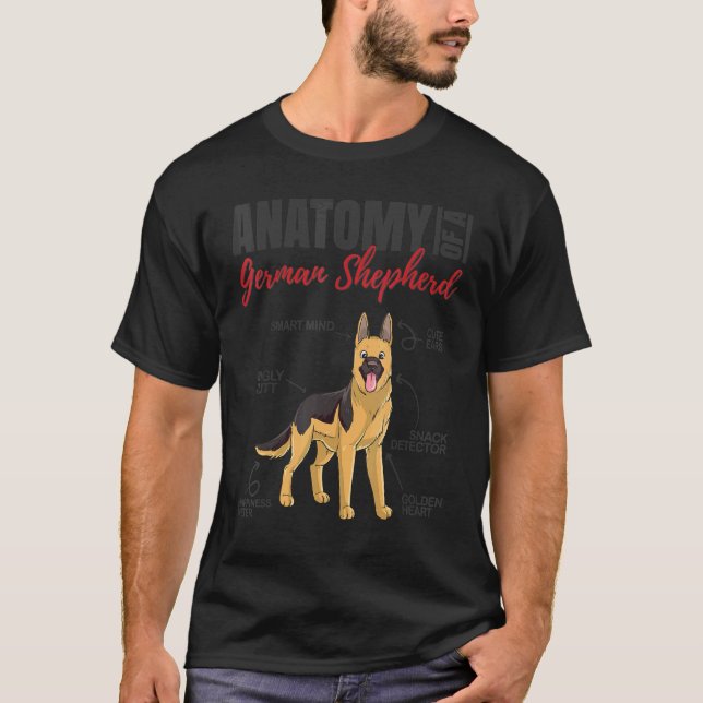 Camiseta Anatomía de un perro pastor alemán (Anverso)
