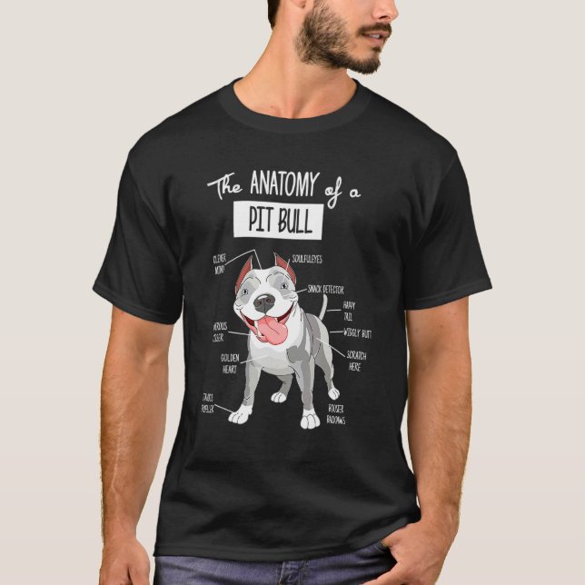 Camiseta Anatomía de un perro Pitbull (Anverso)