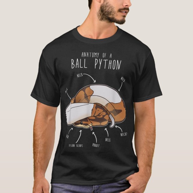 Camiseta Anatomía de un Piebald Ball Python, gracioso repti (Anverso)