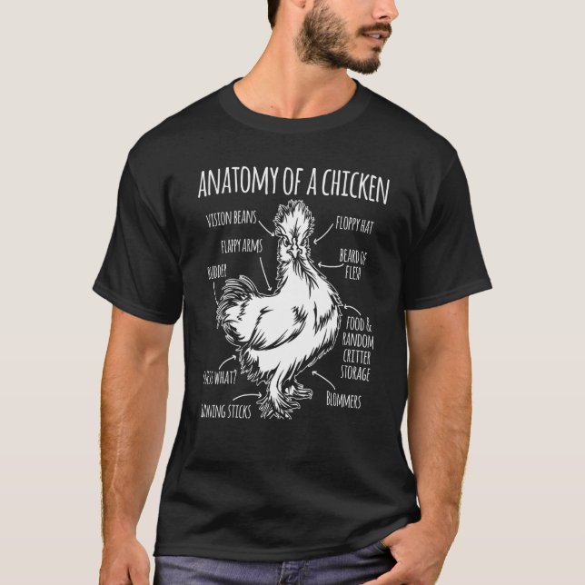 Camiseta Anatomía De Un Pollo De Granja De Pollo (Anverso)