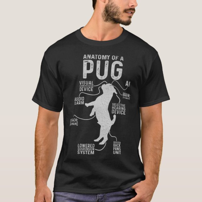 Camiseta Anatomía De Un Pug Gráfico De Pug Mama (Anverso)