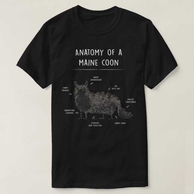 Camiseta Anatomía De Un Regalo De Humor De Gato De Maine Co (Diseño del anverso)