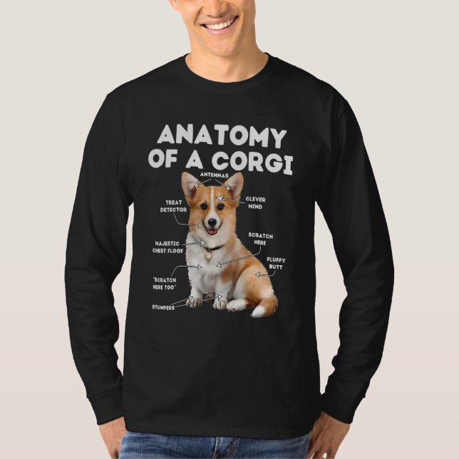 Camiseta Anatomía de un Tee de Perro Corgi (Anverso)