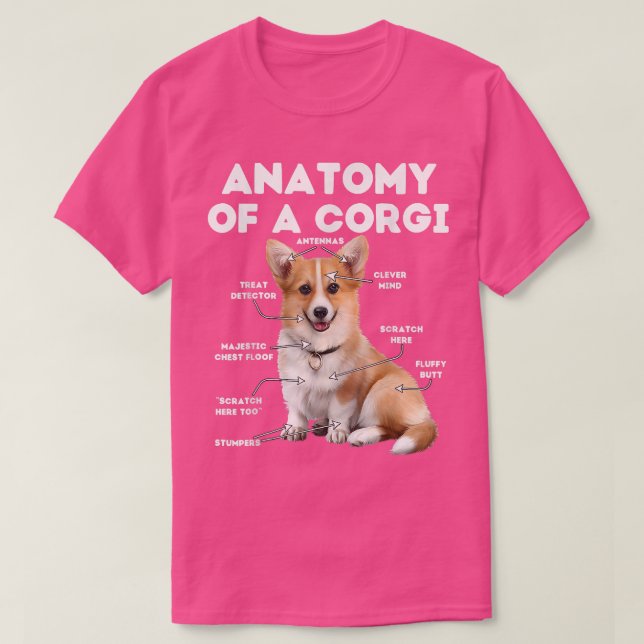 Camiseta Anatomía de un Tee de Perro CorgiFunny (Diseño del anverso)