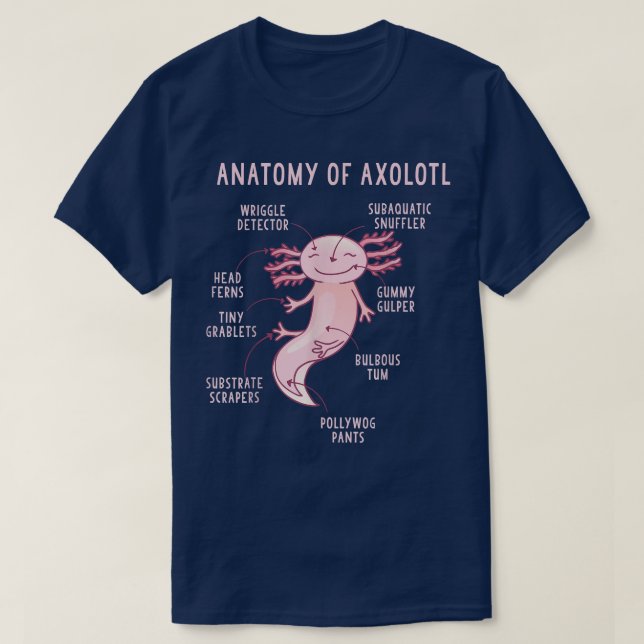 Camiseta Anatomía de una ciencia Axolotl de un Axolotl 89 (Diseño del anverso)