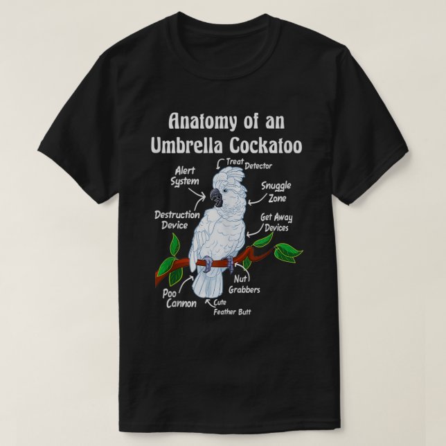 Camiseta Anatomía de una Cockatoo de paraguas (Diseño del anverso)