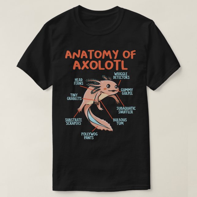 Camiseta Anatomía de una salamandra mexicana Aolotl (Diseño del anverso)