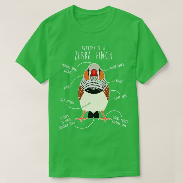Camiseta Anatomía de Zebra Finch (Diseño del anverso)