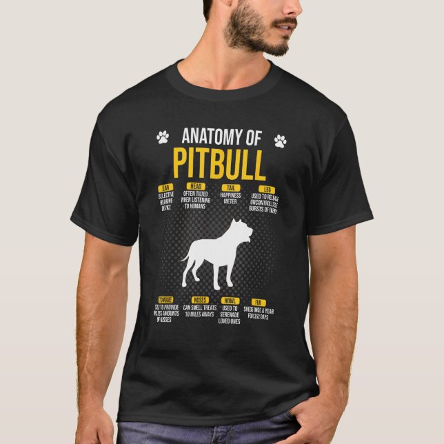 Camiseta Anatomía del amante del perro Pitbull (Anverso)