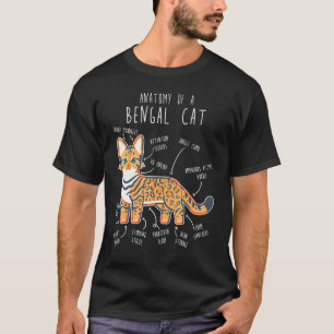 Camiseta Anatomía del gato Bengal  Lindo gato bengalí masco