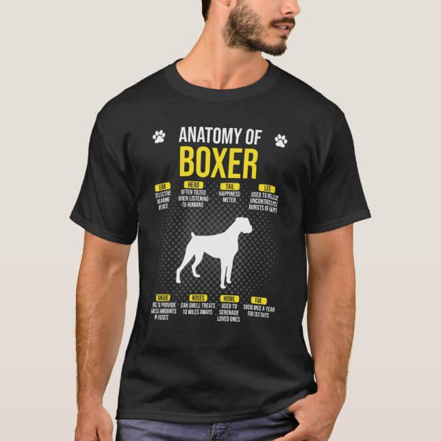 Camiseta Anatomía Del Perro Boxer (Anverso)
