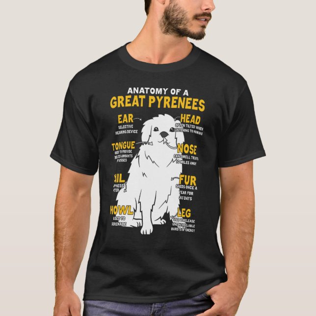 Camiseta Anatomía Del Perro De Los Grandes Pirineos (Anverso)