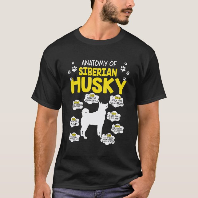 Camiseta Anatomía del perro Husky Siberiano (Anverso)