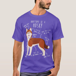 Camiseta Anatomía del perro Husky Siberiano Rojo