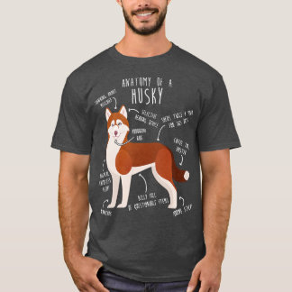 Camiseta Anatomía del perro Husky Siberiano Rojo