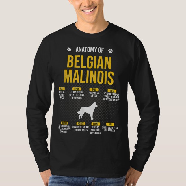 Camiseta Anatomía Del Perro Malinois Belga (Anverso)
