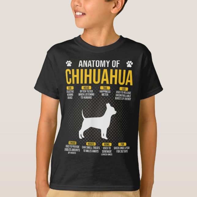 Camiseta Anatomía Del Perro Perro De Chihuahua (Anverso)