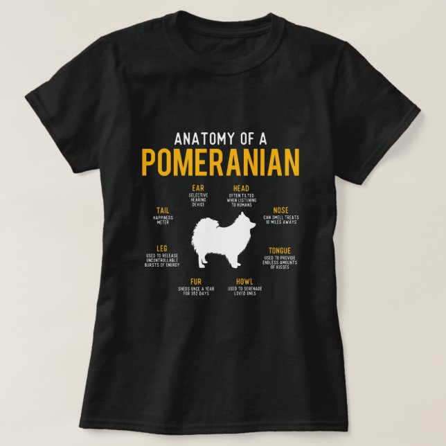 Camiseta Anatomía Del Perro Perro Pomeraniano Perro Perros  (Diseño del anverso)