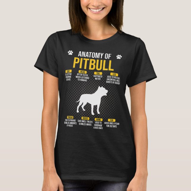 Camiseta Anatomía Del Perro Pitbull (Anverso)