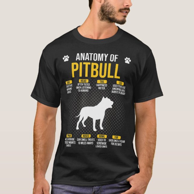 Camiseta Anatomía Del Perro Pitbull - Nuevo (Anverso)