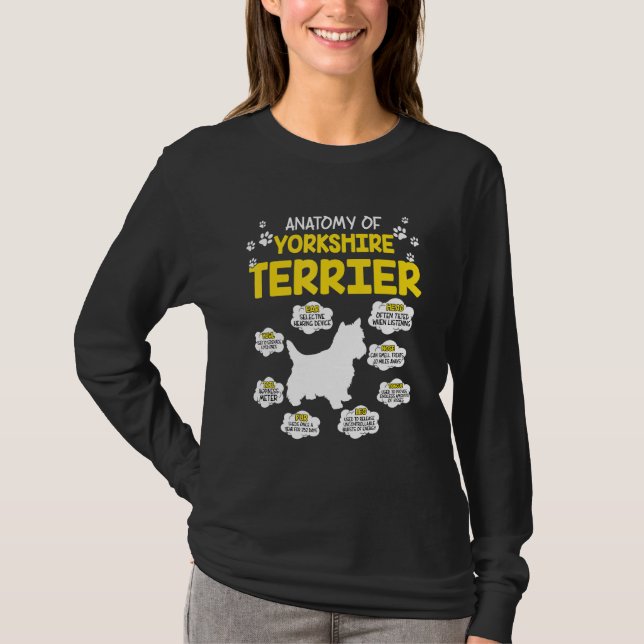 Camiseta Anatomía Del Perro Terrier De Yorkshire (Anverso)