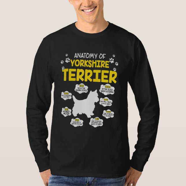 Camiseta Anatomía Del Perro Terrier De Yorkshire (Anverso)