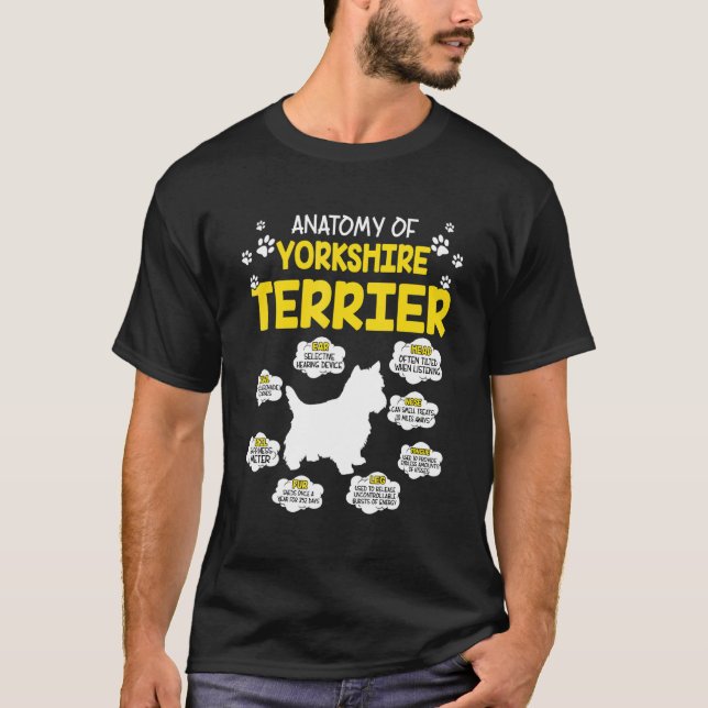 Camiseta Anatomía Del Perro Terrier De Yorkshire (Anverso)
