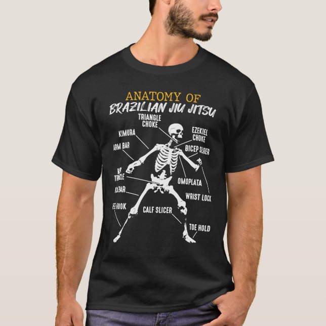 Camiseta Anatomía del Skeleton brasileño Jiu Jitsu (Anverso)