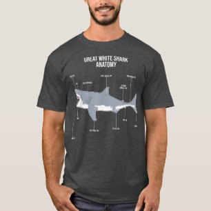 Camiseta Anatomía del tiburón Gran pez animal blanco del oc