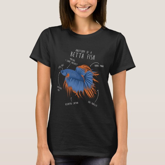 Camiseta Anatomía Divertida De Un Pez Betta - Pez De Combat (Anverso)