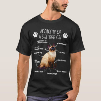 Camiseta Anatomía divertida del gato siamés amante de los g
