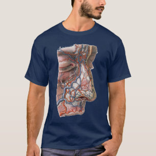 Camiseta Anatomía humana de ciencia vintage, cara con nariz