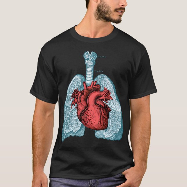 Camiseta Anatomía Humana Del Corazón Rojo Y Los Pulmones (Anverso)