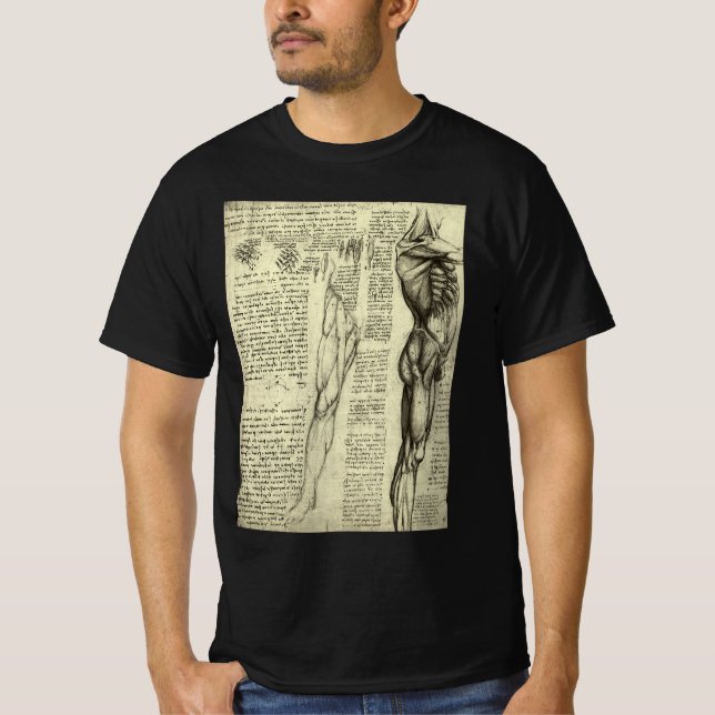 Camiseta Anatomía Humana Masculina de Leonardo da Vinci Mús (Anverso)
