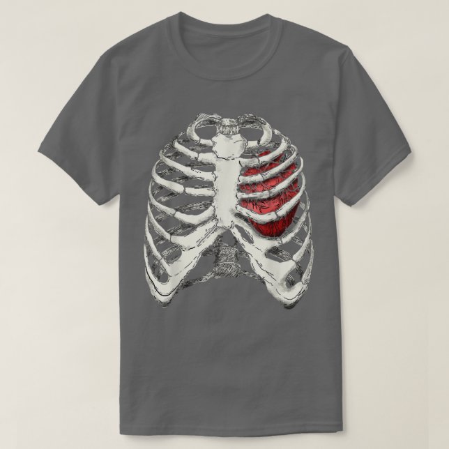 Camiseta Anatomía humana Skeleton humano del corazón  (Diseño del anverso)