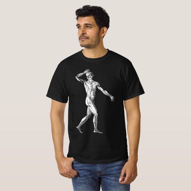 Camiseta Anatomía humana vintage, músculos del cuerpo mascu (Anverso completo)