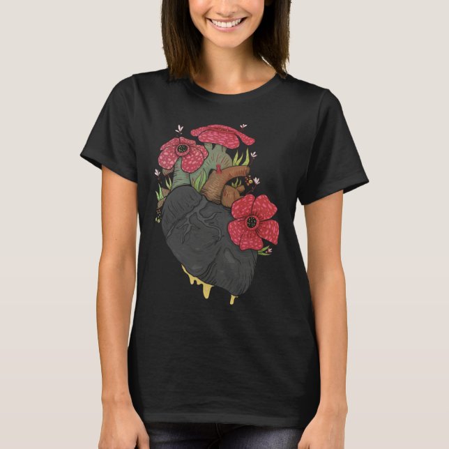 Camiseta Anatomical Heart And Flowers  Men Women Cardiologi (Anverso)