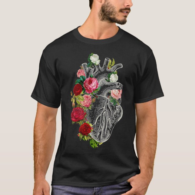 Camiseta Anatomical Heart And Flowers Show Your Love Women  (Anverso)