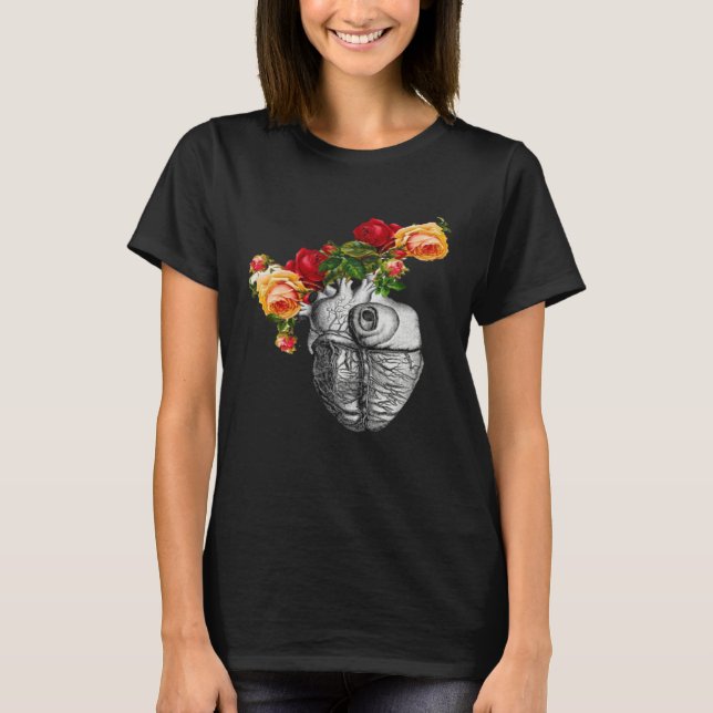 Camiseta Anatomical Heart And Flowers Show Your Love Women  (Anverso)