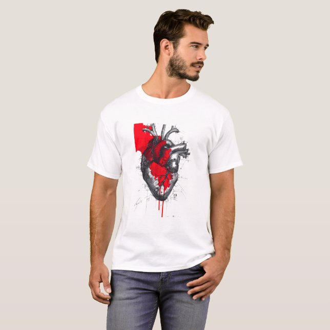 Camiseta Anatomical Heart Sketch Trash Polka Art T-Shirt (Anverso completo)